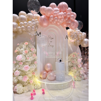 Realizacja "Elegant Wedding" designed by ball-ON Weselna Ślubna Ścianka Dekoracyjna z Balonów i Pampasów